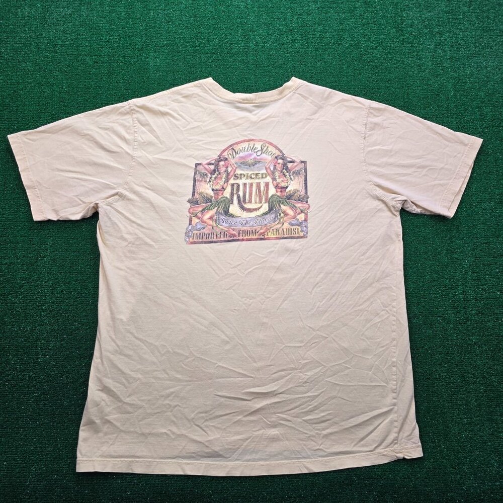 Double Shot Spiced Rum Tshirt Mens XL Yellow Imported from Paradise Summer Beach